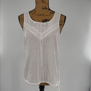 Lucky Brand White Eyelet Sleeveless Top